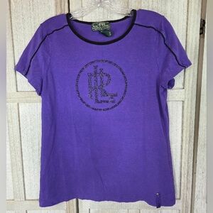 LRL Lauren Active Ralph Lauren Womens  Short Sleeve T Shirt Size L Purple Y2K